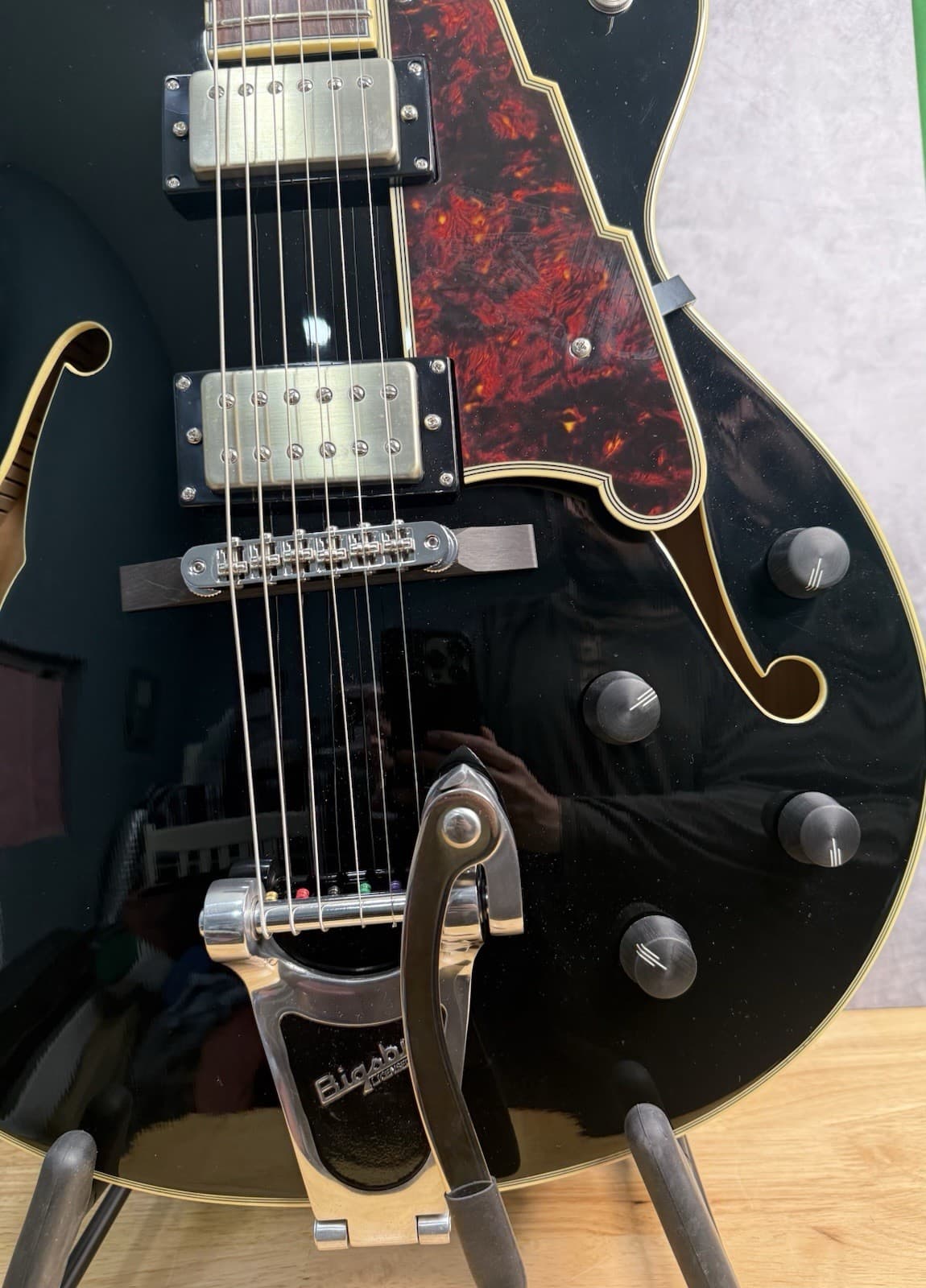 D'Angelico Excel EX-175 Electric Guitar with Bigsby in Black Model DAE175SBKCB