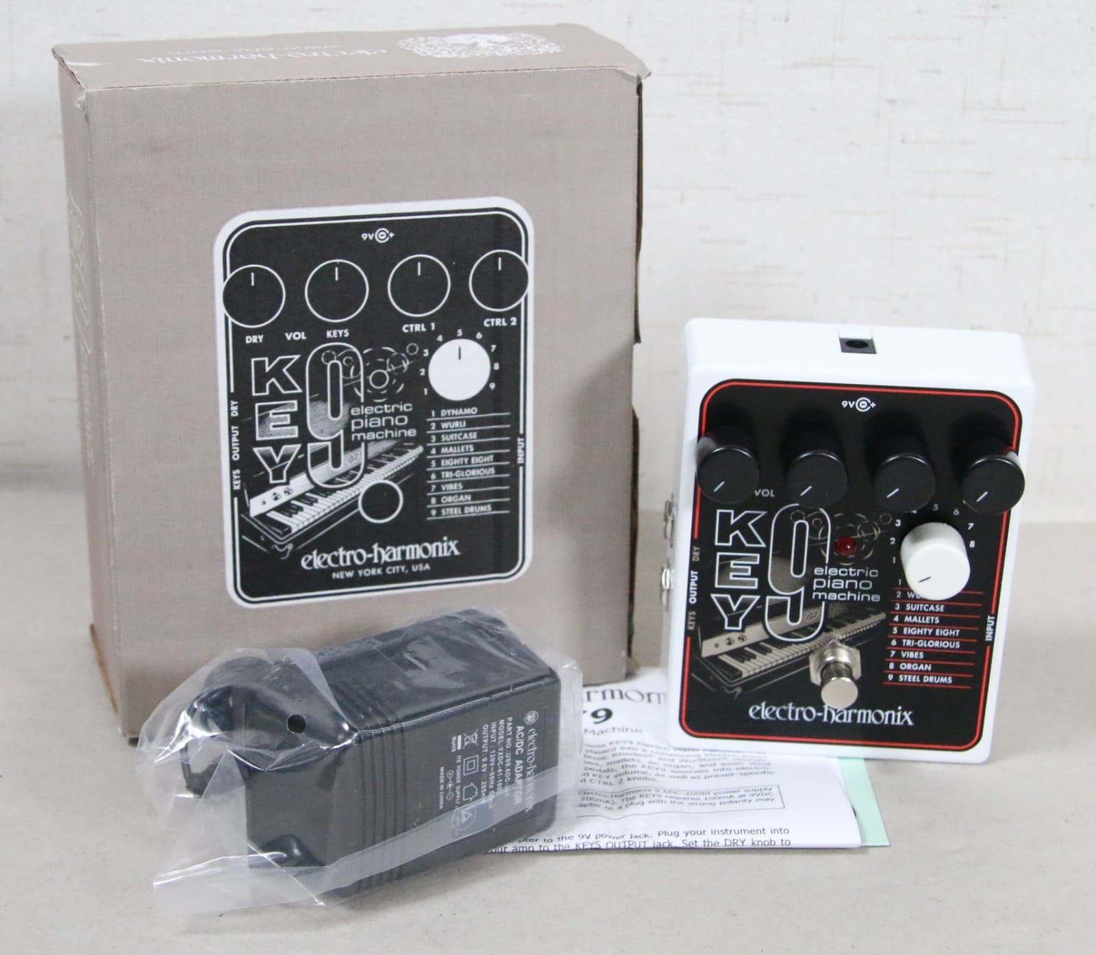 Electro-Harmonix KEY9 Electric Piano Machine Guitar Pedal w/ Power Supply CLEAN