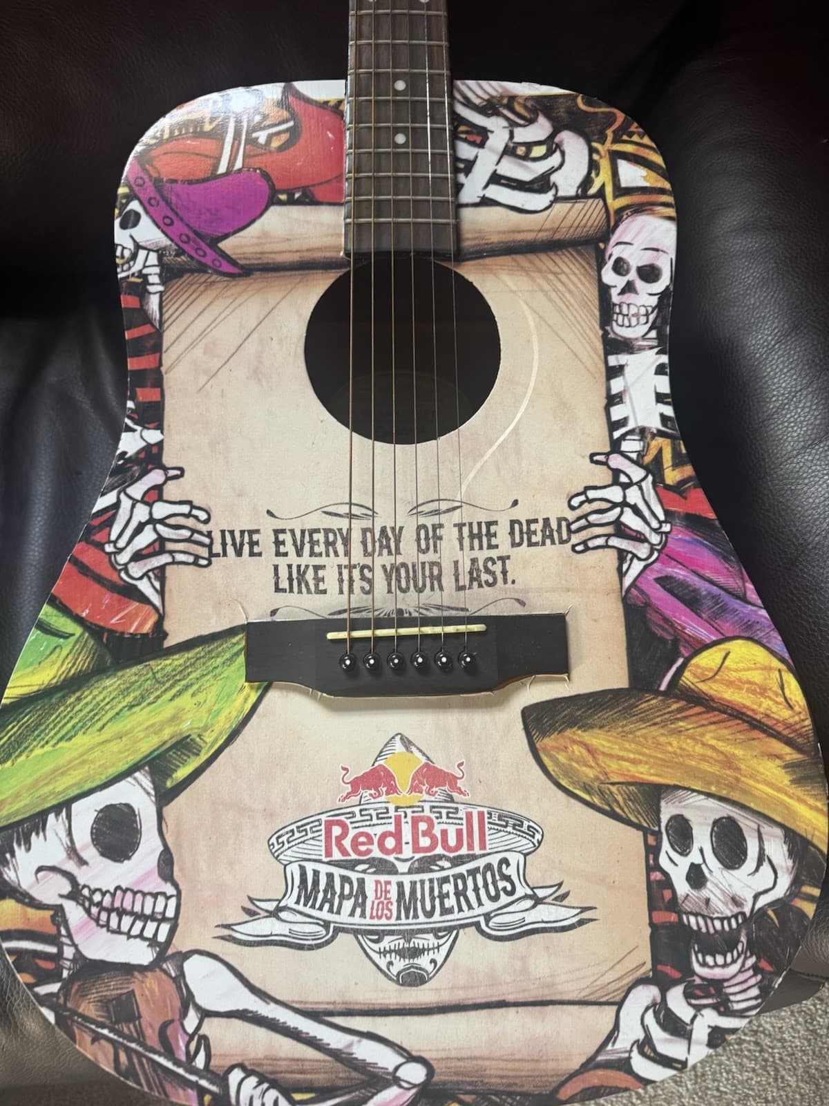Epiphone Acoustic Guitar Red Bull Mapa de los Muertos Custom Artwork