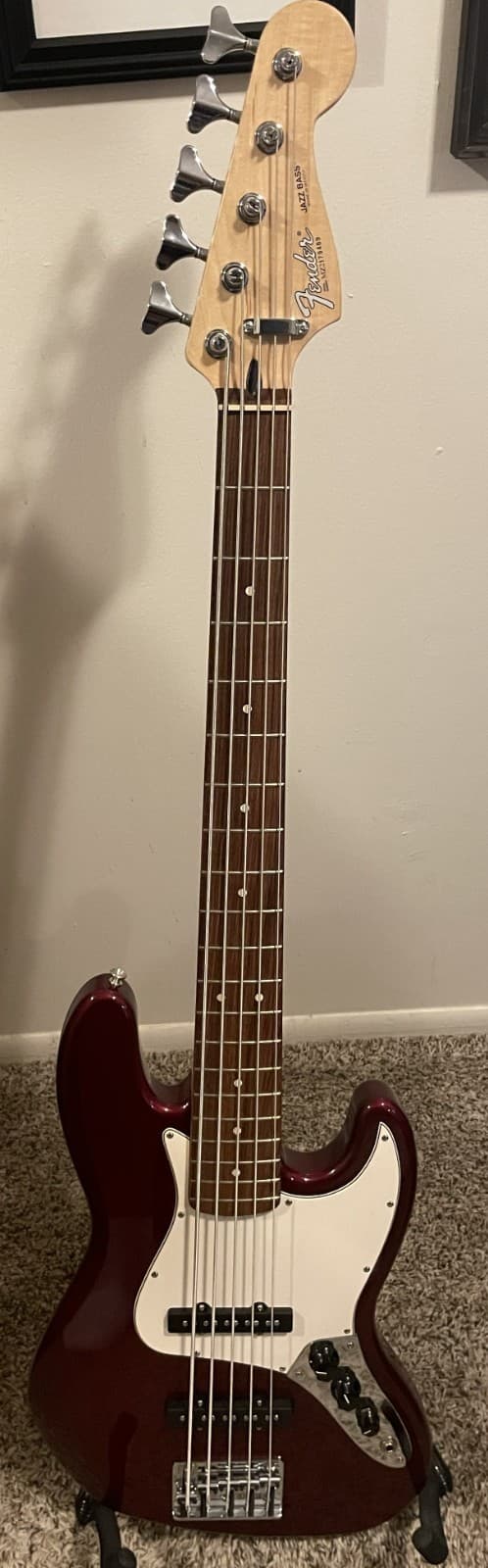 Vintage Fender Standard Jazz Bass V Midnight Wine with Hard Shell Case