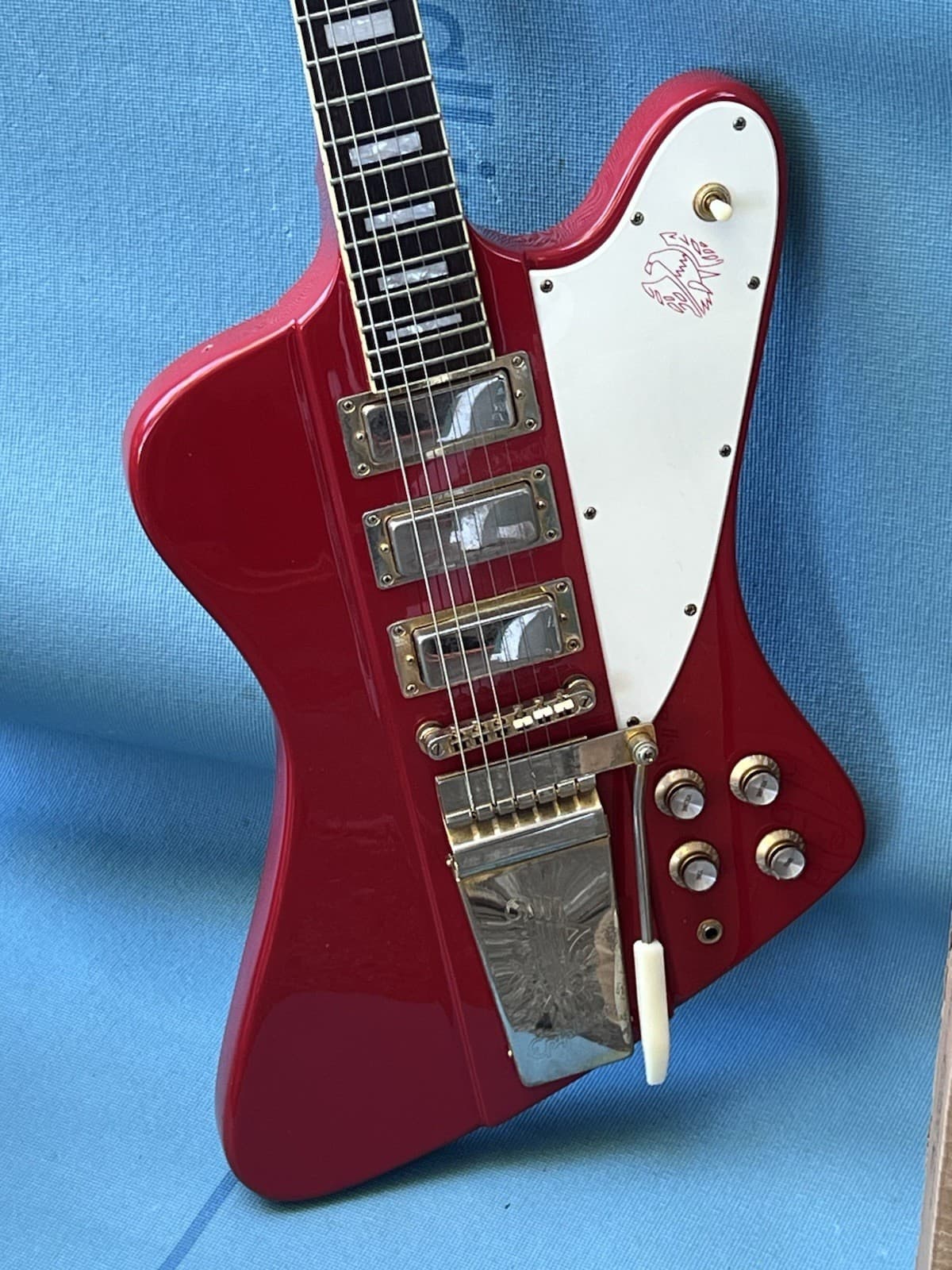 2003 Epiphone Firebird VII electric guitar w/case red+gold MIK VG+++!