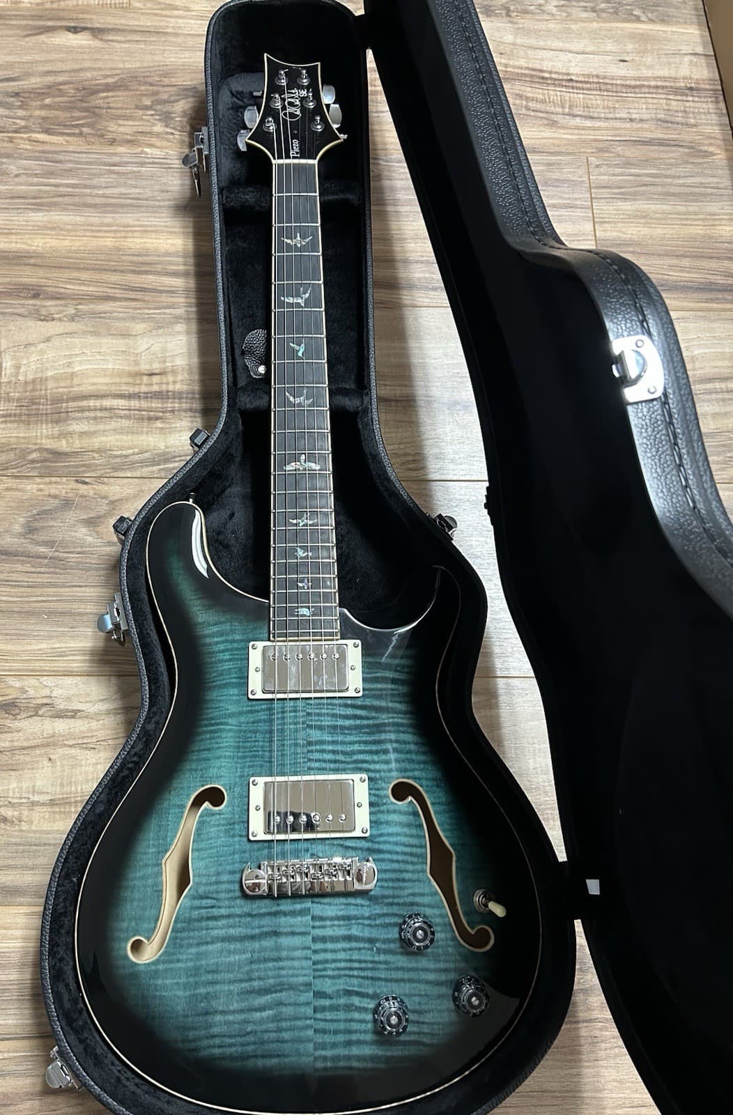 PRS SE Hollowbody II Piezo Guitar Peacock Blue near mint w Hard Case
