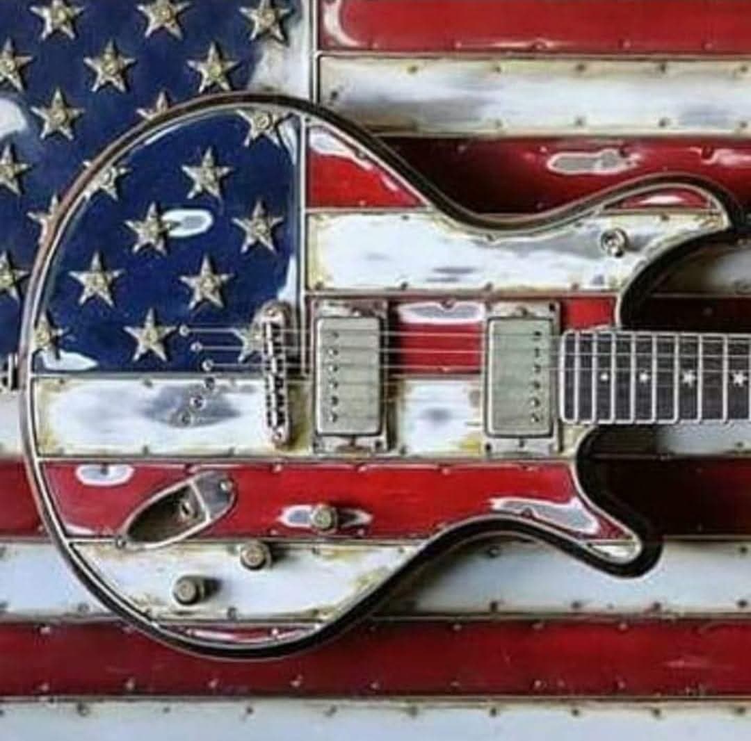 McSwain SM-2 Red White & Bullets Guitar + Flag Display Mount Gibson Fender PRS