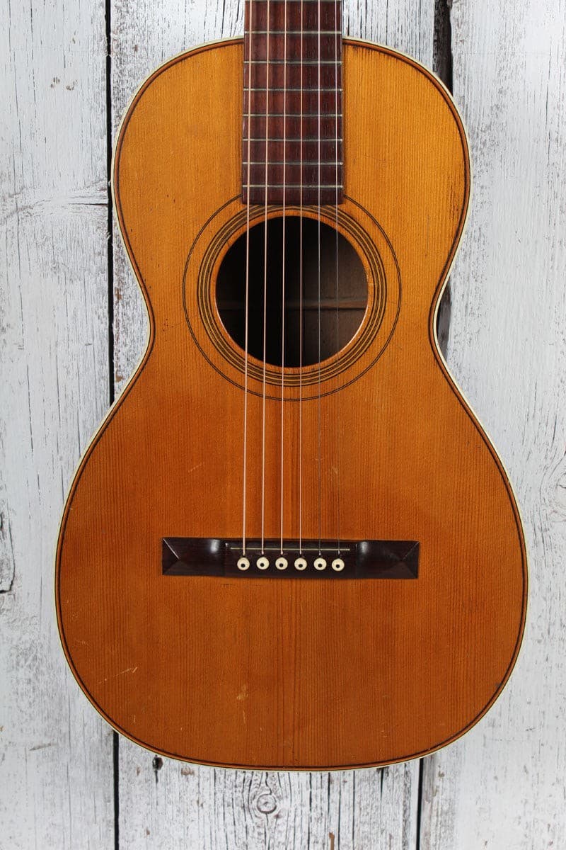 Thompson Vintage Parlor Acoustic Guitar with Custom Wood Case