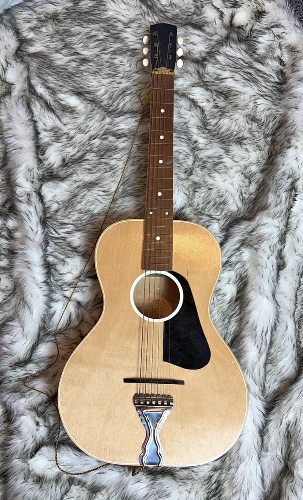 Vintage Parlor Acoustic Guitar Steel Reinforced Neck 6 String Wood