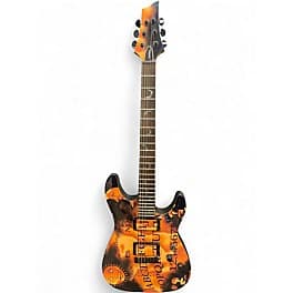 Schecter Guitar Research Damien 6 Black and Gold Solid Body Electric Guitar