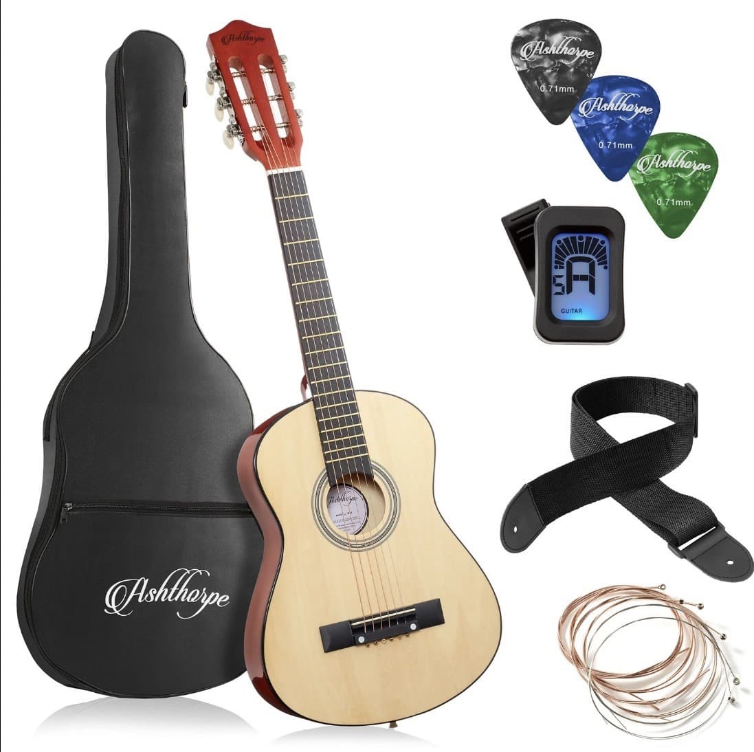 OPEN BOX - 30-inch Beginner Acoustic Guitar Starter Kit & Accessories - Natural
