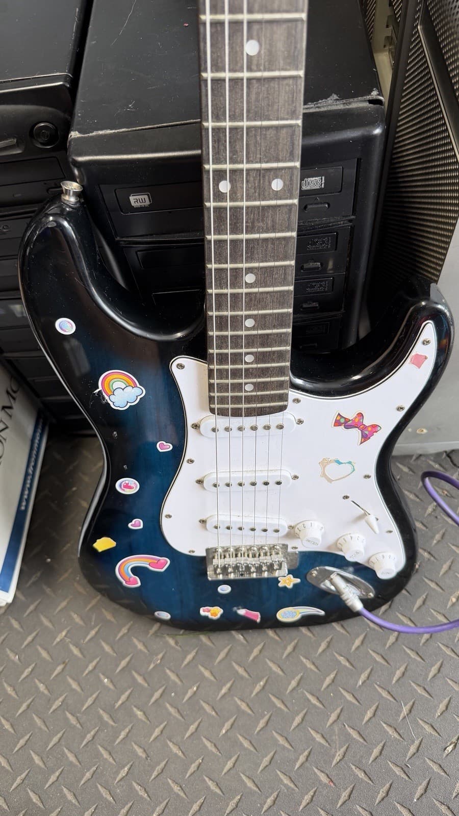 Zeny Electric Guitar Black Blue Strat Style 6-String Guitar