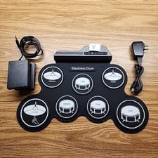 Drum Set Practice Pad Electronic Drum Pad With Pedals - Tested Works