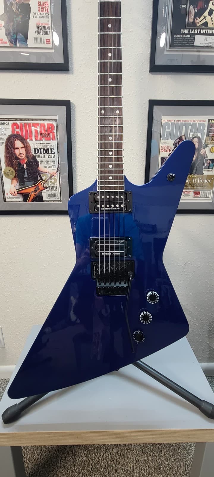 Dean Z Floyd Rose Dime Knobs Dimebucker & 59 Pups, Custom Sonic Blue Paint!