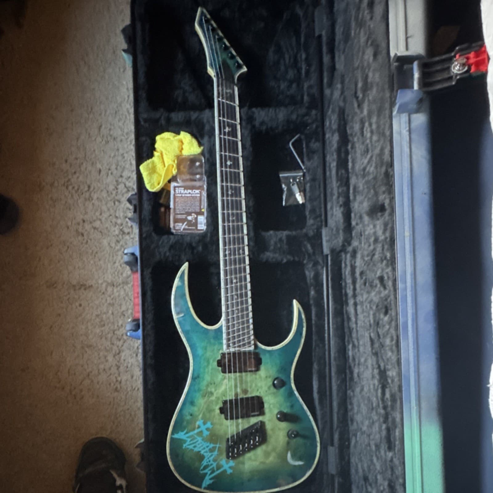 B.C. Rich 6-string multiscale Electric Guitar Green Solid Body w/hard case