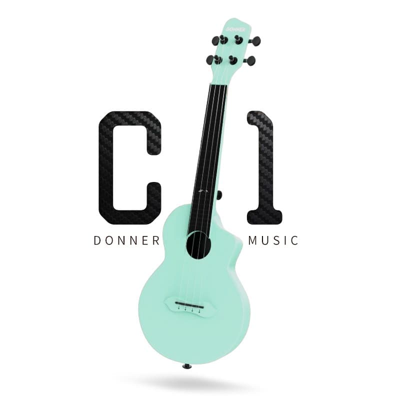 Donner C1 Carbon Fiber Concert Ukulele 23" Ukalele With Gig Bag Yukalalee | Blue