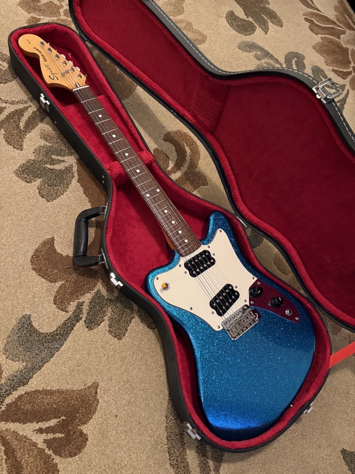 Vintage Fender Squier Supersonic Electric Guitar 1997 MIJ Japan Blue Sparkle