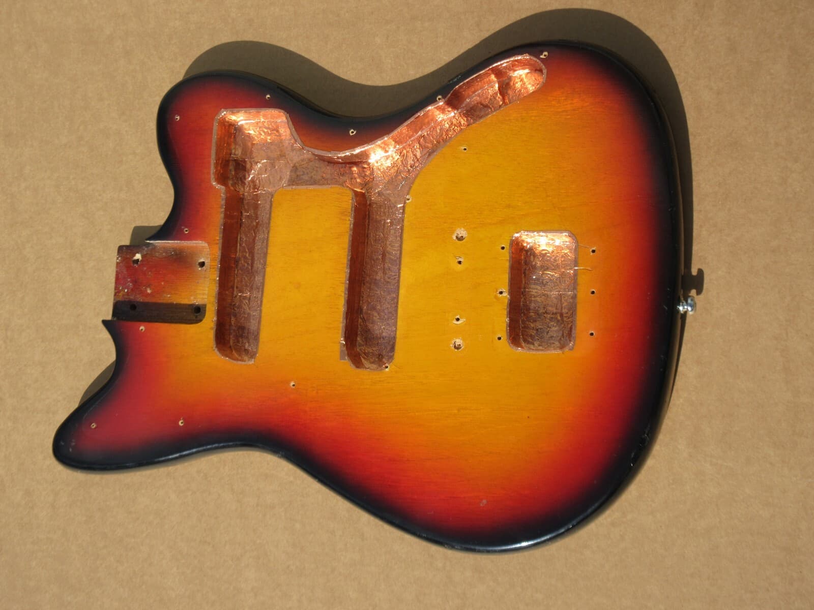 Vintage 1960s National Teisco Guitar Body Sunburst W 4 Pickups & Neckplate