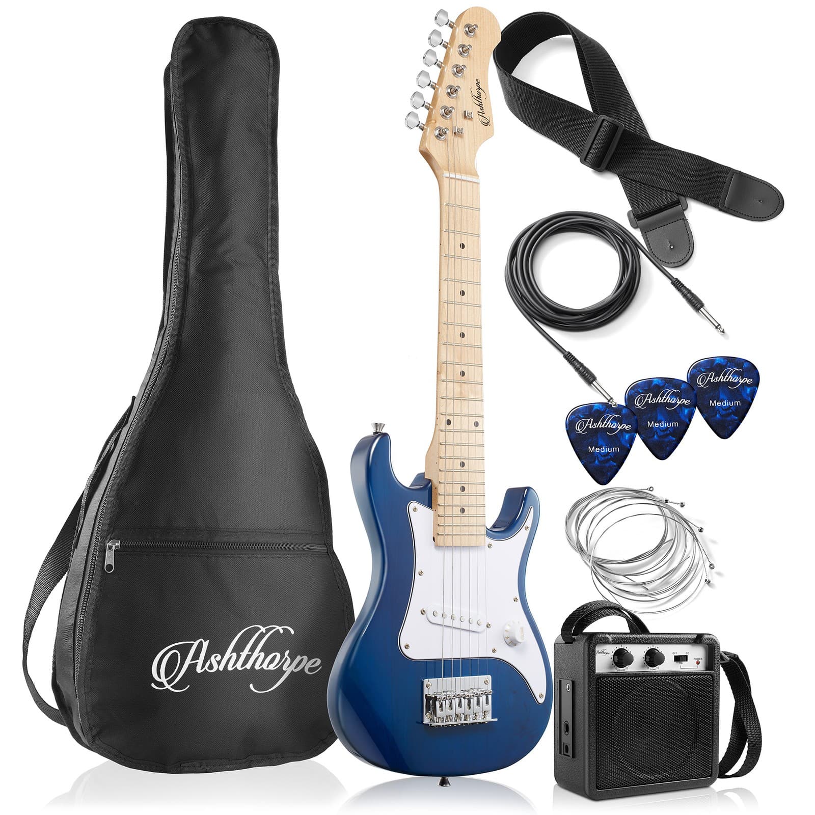 OPEN BOX - 30" Beginner Electric Guitar & Amplifier -Blue, Kid's Starter Kit