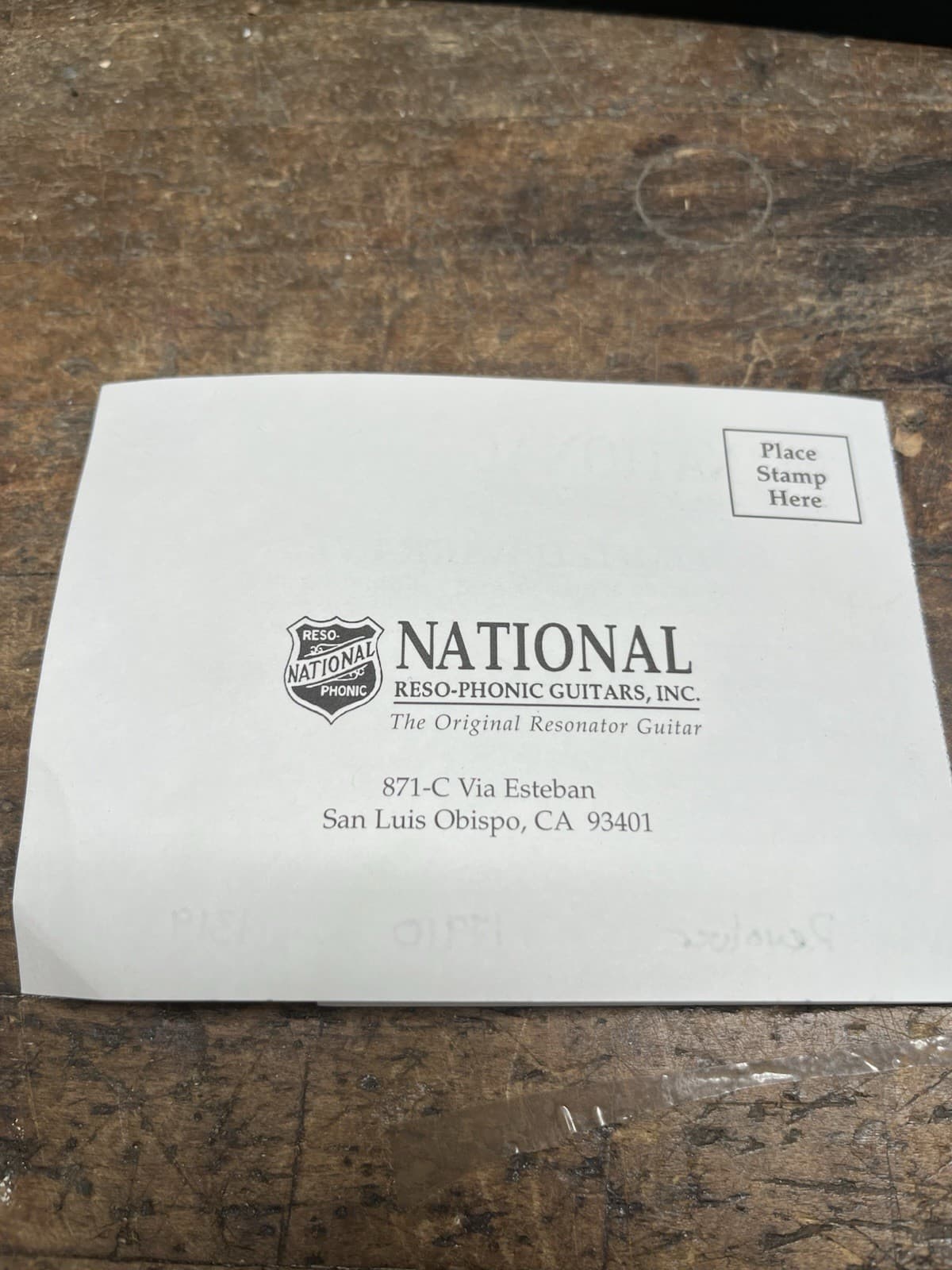 National Reso Phonic Guitar Limited Warranty Card Revolver