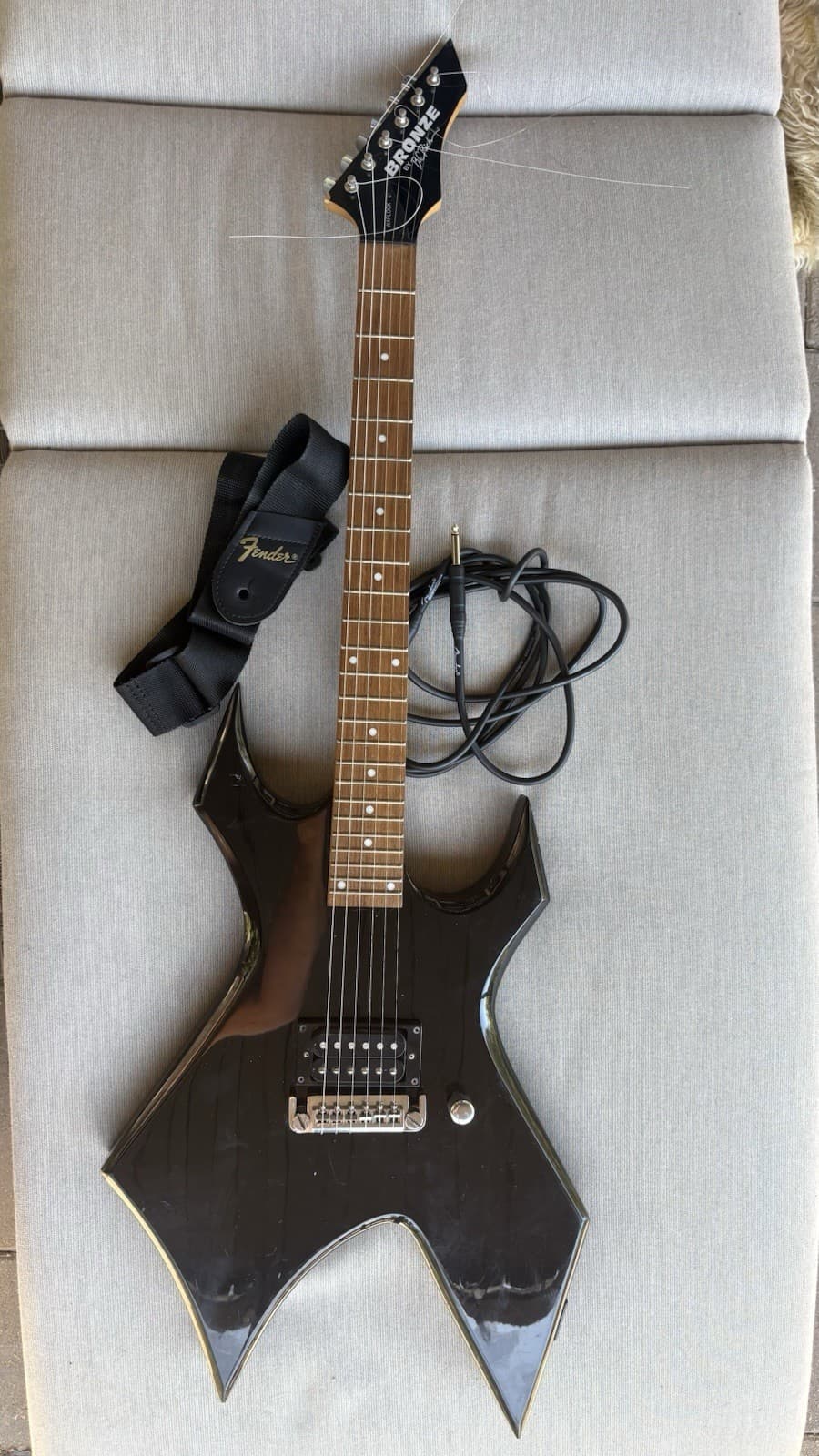 B.C. Rich Warlock Bronze Series Electric Guitar Black, Cable, Strap