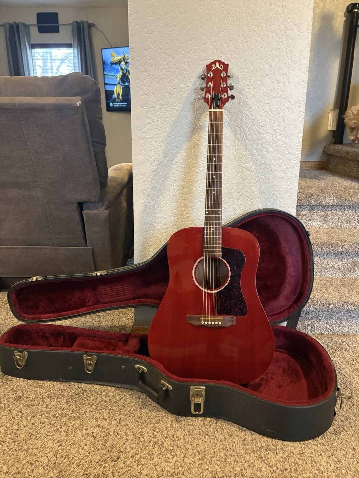 Guild D-15 Red Rush Dreadnought Acoustic Guitar 1989 W/ Original Case