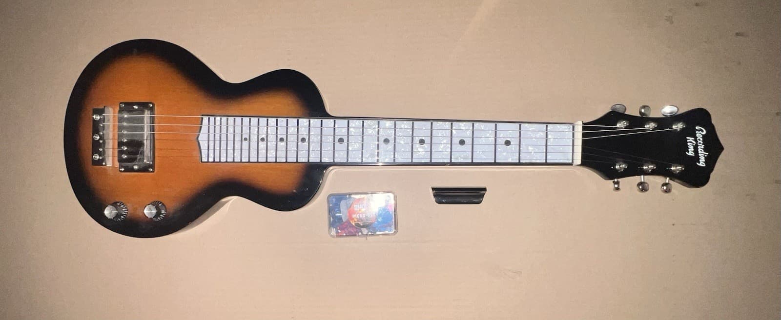 RECORDING KING LAP STEEL SUNBURST GUITAR -- Includes Steel Slide And Picks