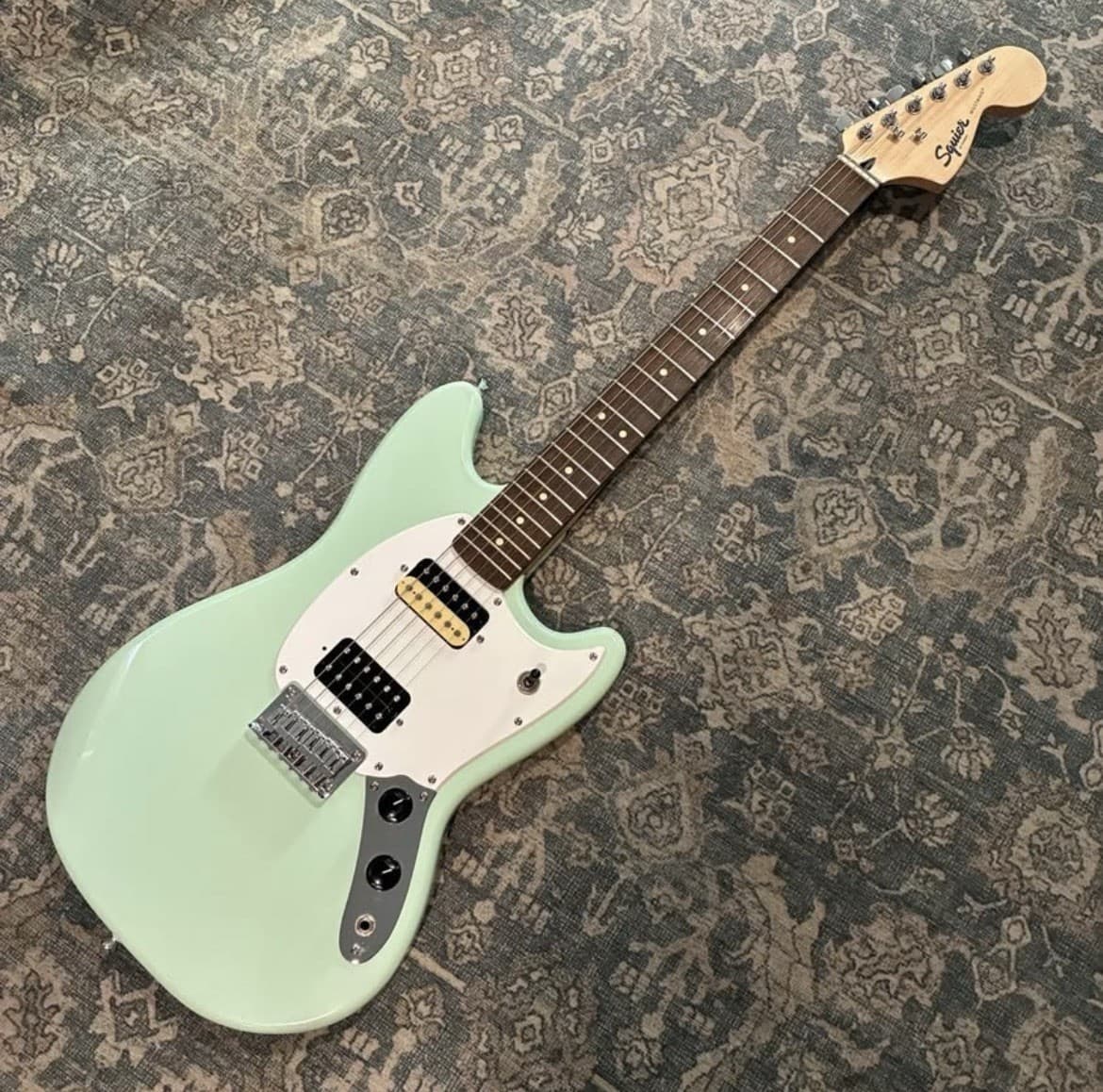Squier Fender Bullet Mustang HH 6-String Electric Guitar Seafoam Surf Green
