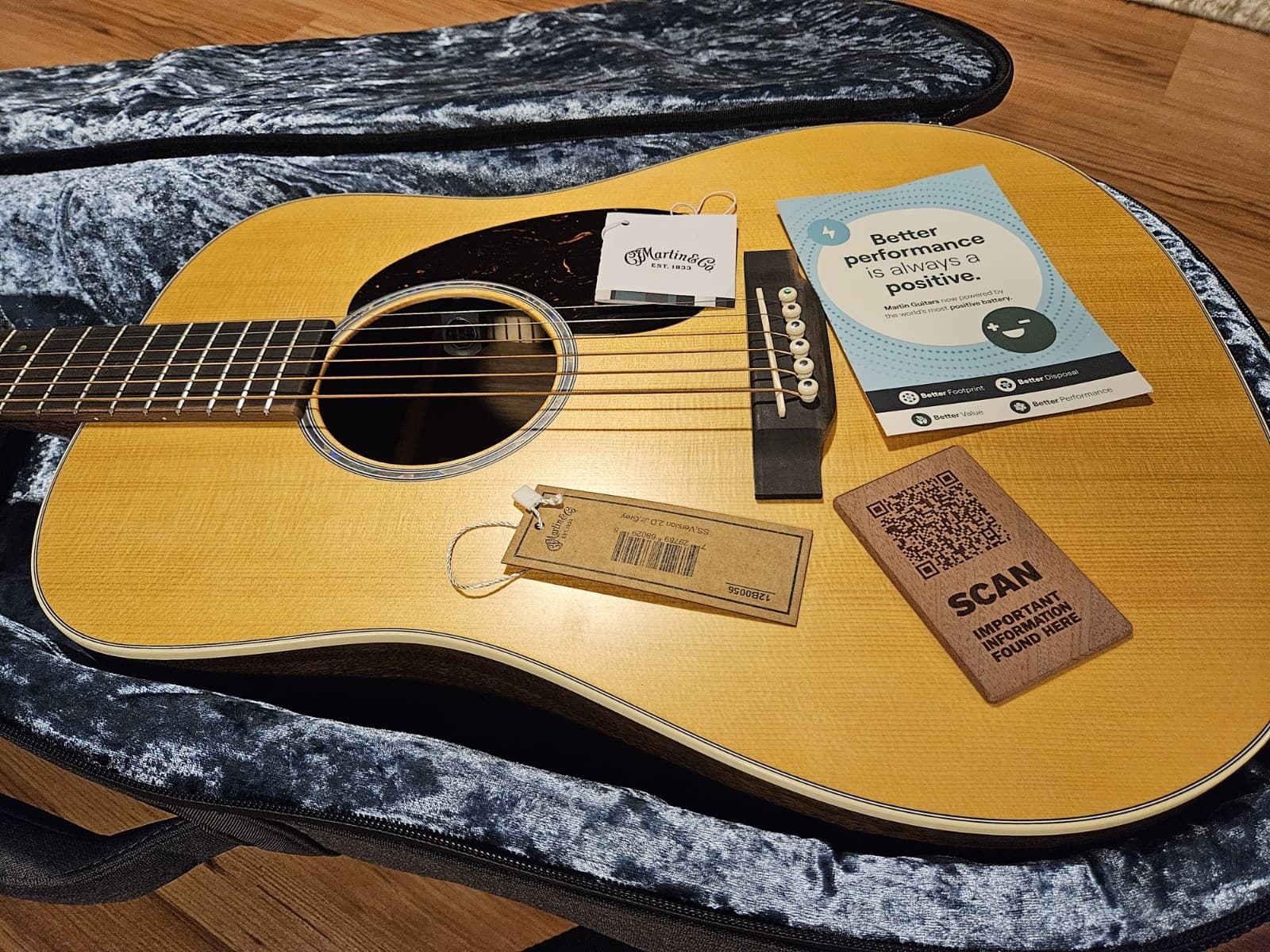 Martin Dreadnought Jr E Walnut Acoustic Electric Guitar with Case