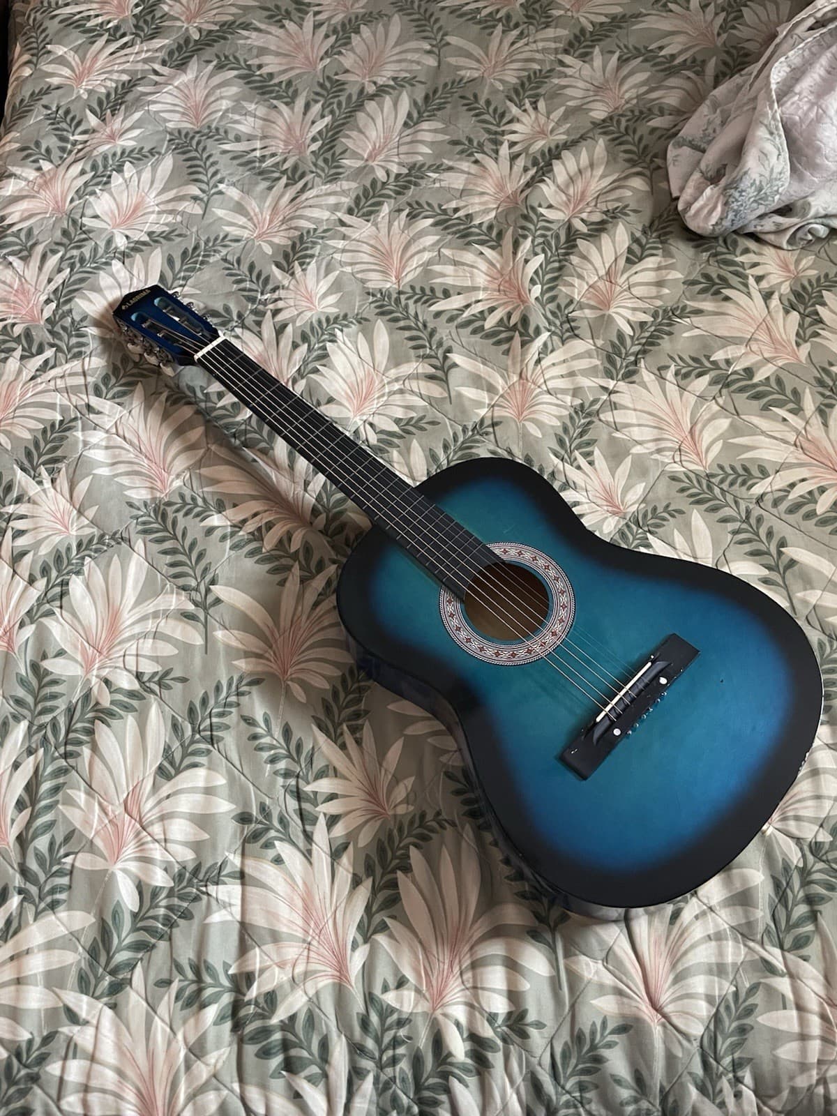 Acoustic Guitar 38'' with Guitar Case, Strap, Tuner, and Pick Blue