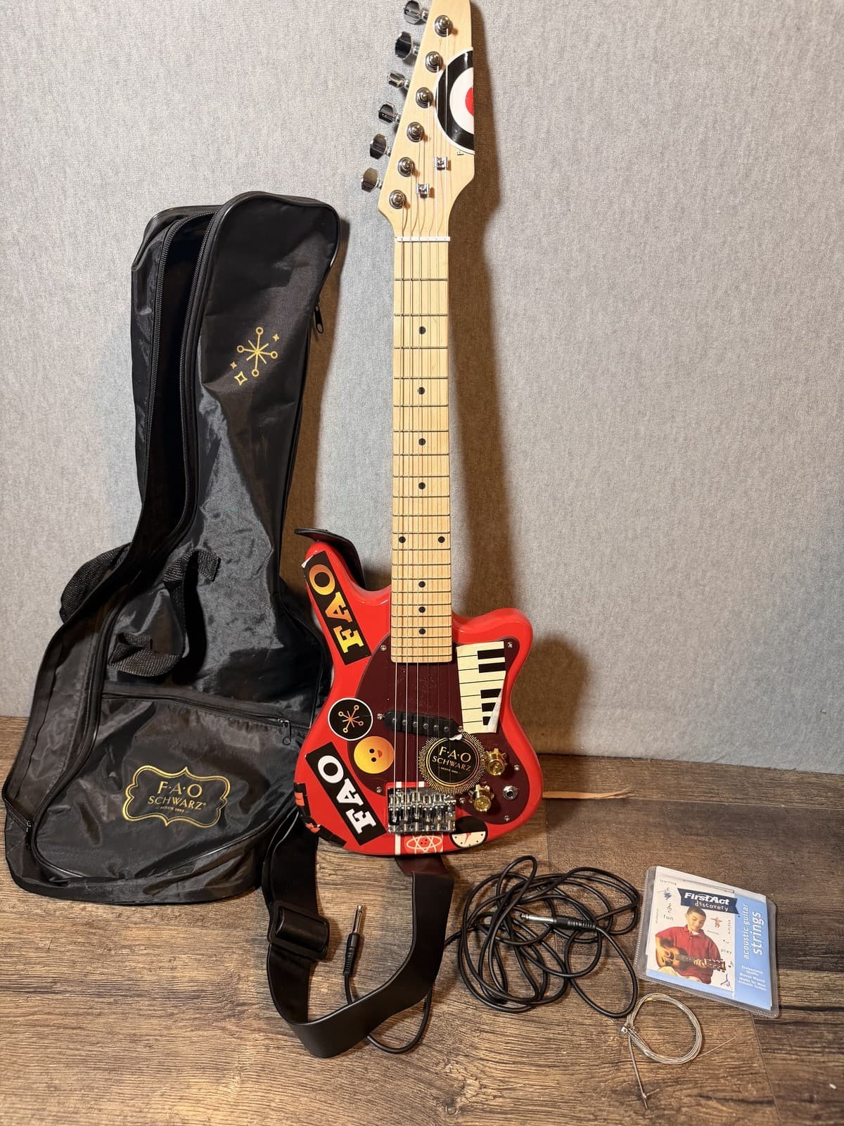 FAO Schwarz Kids Electric Guitar Red w/ Gig Bag, Cable, Strap - Right Handed