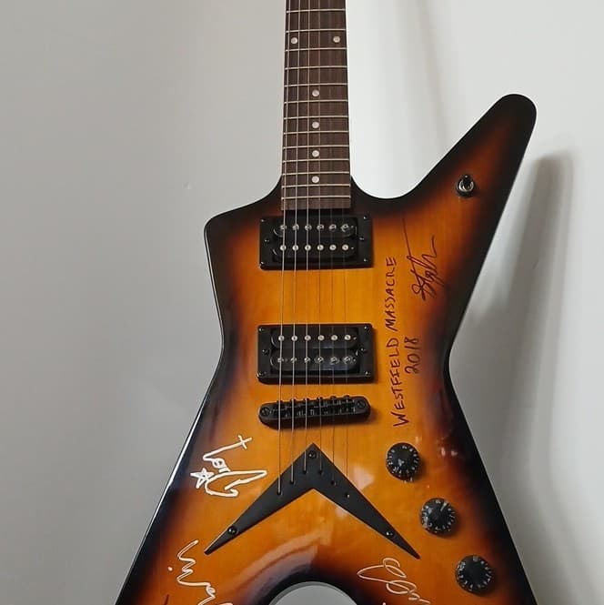 Dean V Style Electric Guitar Sunburst Signed 6-String Solid Body Right-Handed