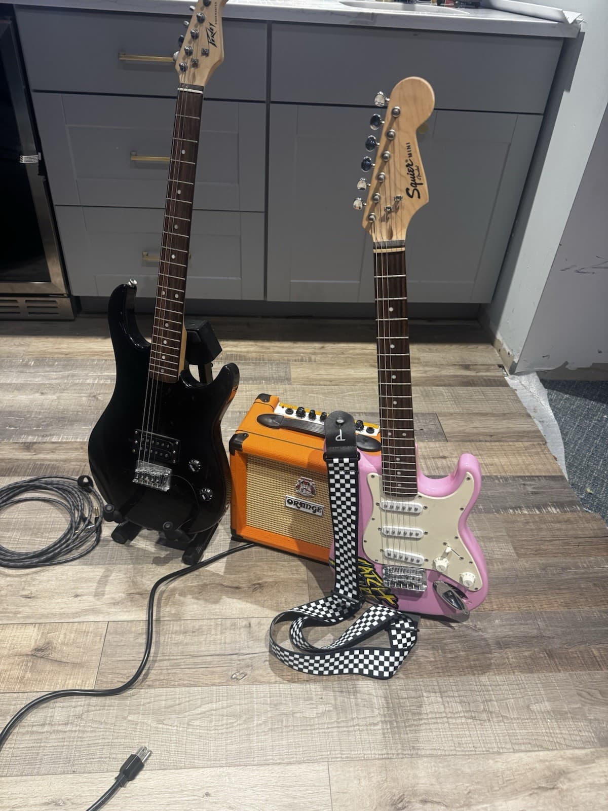 Electric Guitar Starter Bundle, Two Guitars, Amp, Stand And Cable