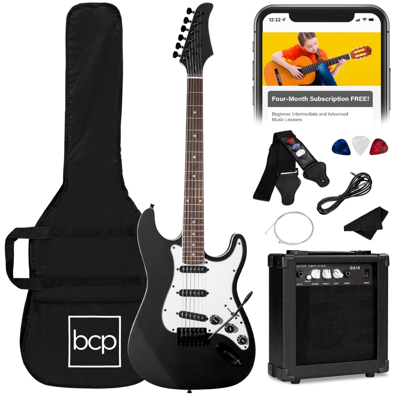 Best Choice Products 39in Full Size Beginner Electric Guitar Kit with 10W