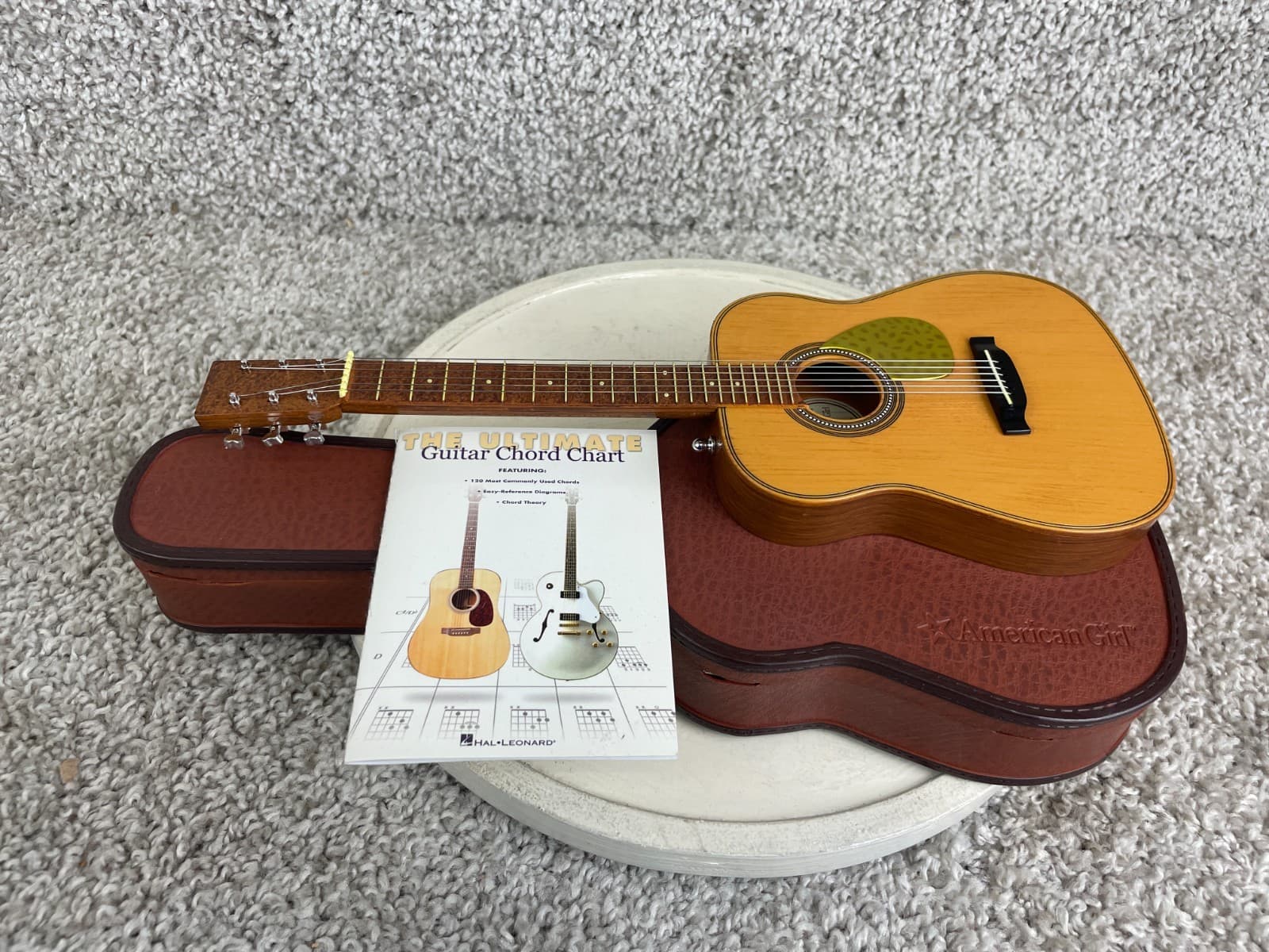 American Girl 18" Doll Acoustic Guitar Instrument Brown Case Hal Leonard Chart