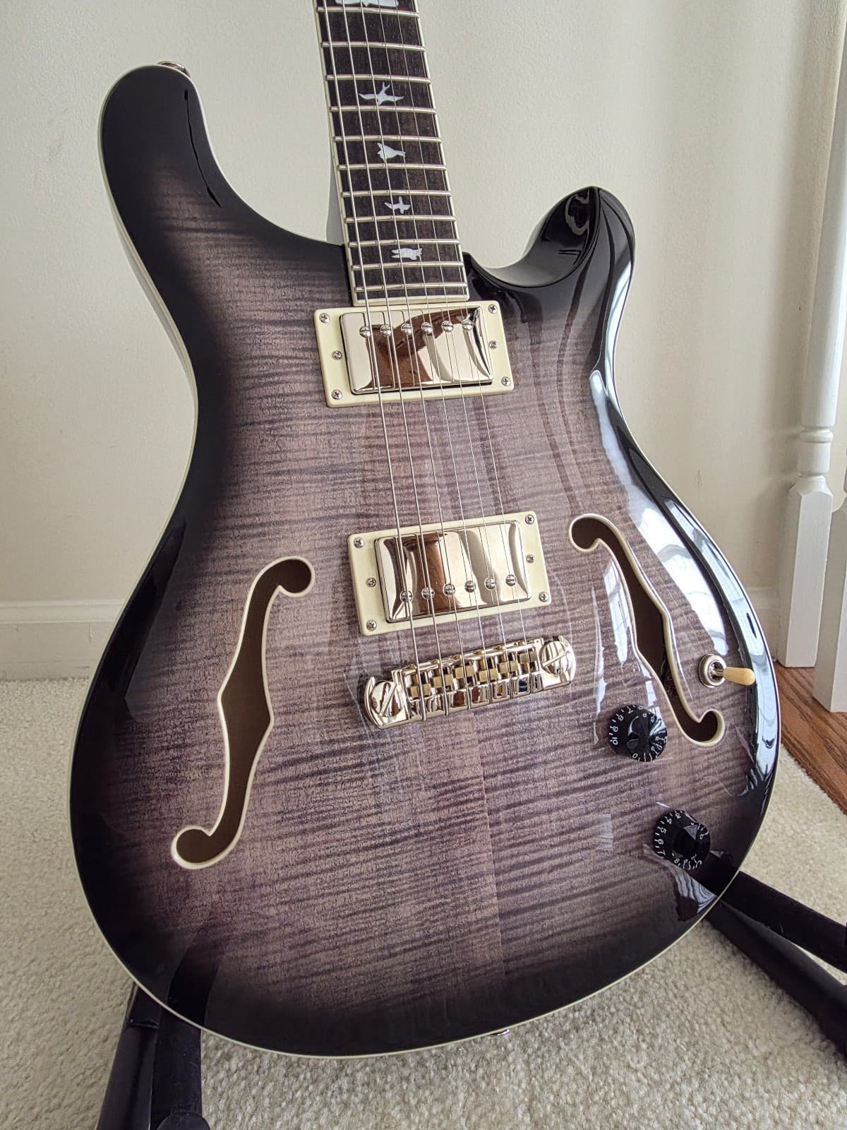 PRS SE Hollowbody II Charcoal Burst Electric Guitar UPGRADED WT LOCKING TUNERS
