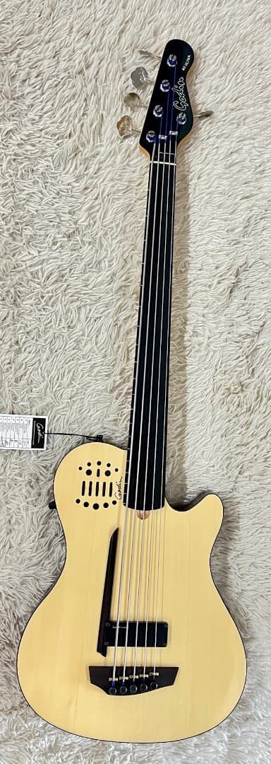 Godin A5 Ultra Natural Fretless 5-String Acoustic Electric Bass Guitar, Natural