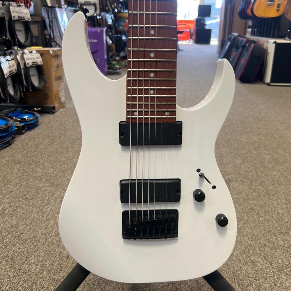 Ibanez RG8 1P-06 8-String Electric Guitar w/ Gig Bag - White (Pre-Owned)