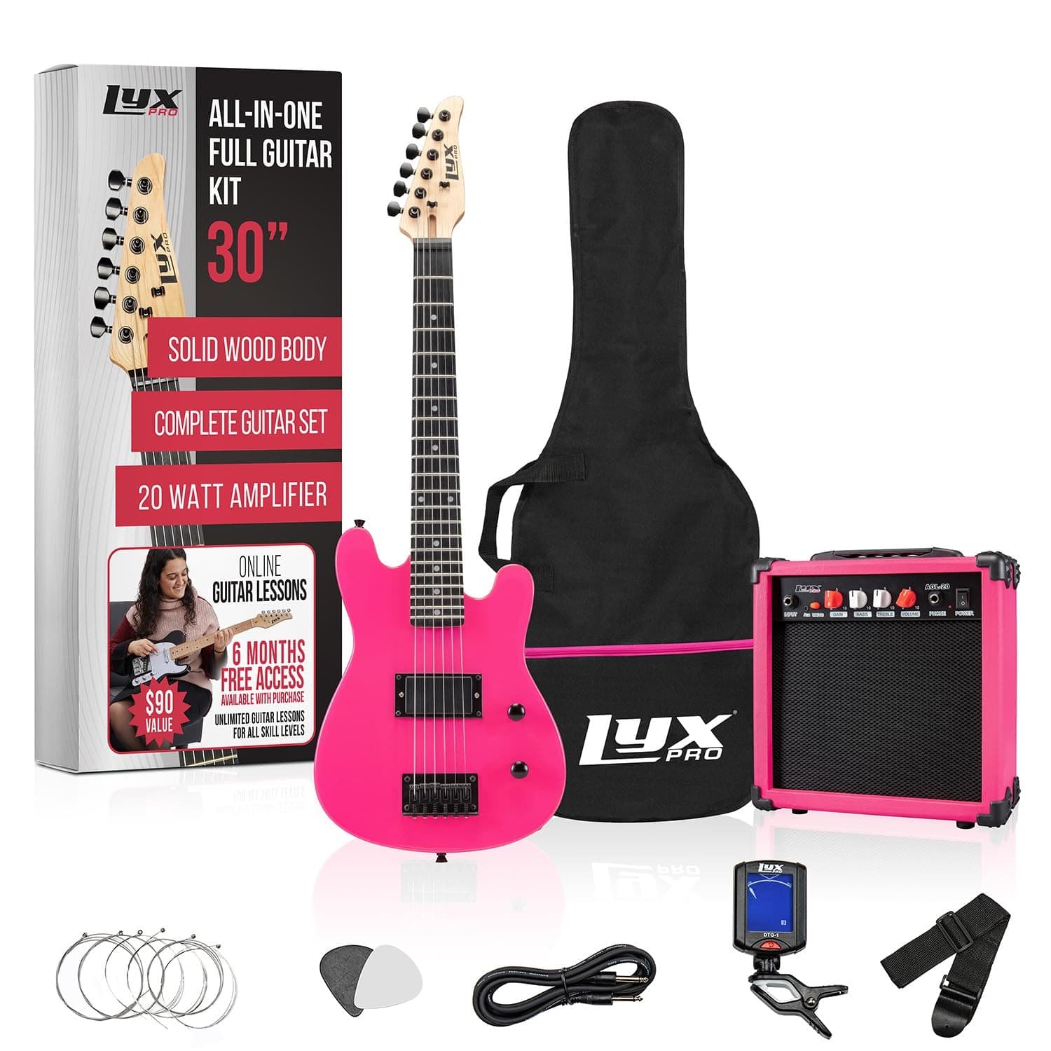 30 Inch Electric Guitar and Starter Kit for Kids with 3/4 Size Beginner’s Gui...