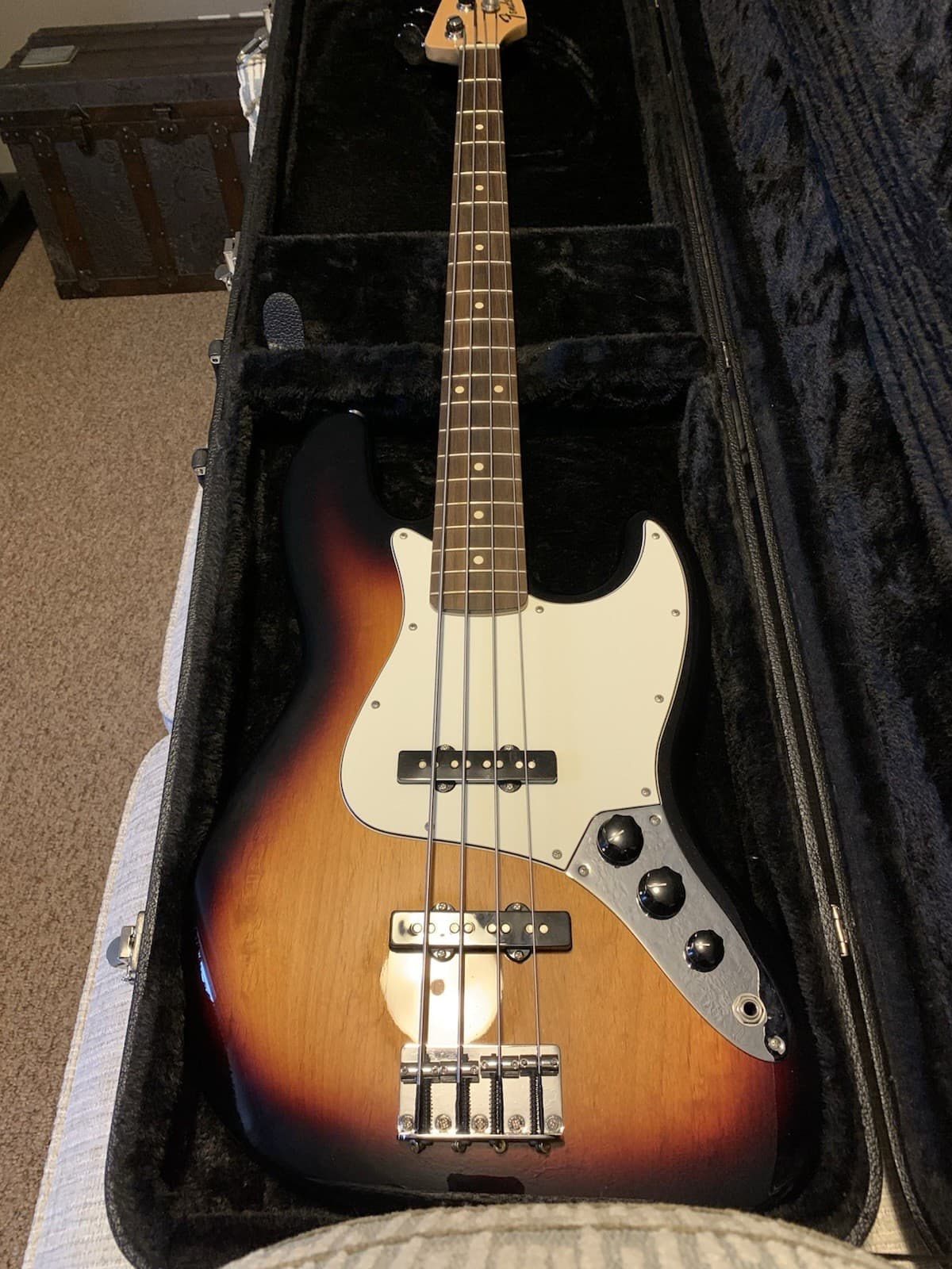 Fender Jazz Bass Sunburst 4 String Electric Bass Guitar with Case