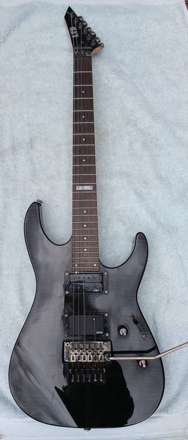 ESP LTD Electric Guitar M-100FM See Thru Black w/ Floyd Rose -Easy Project