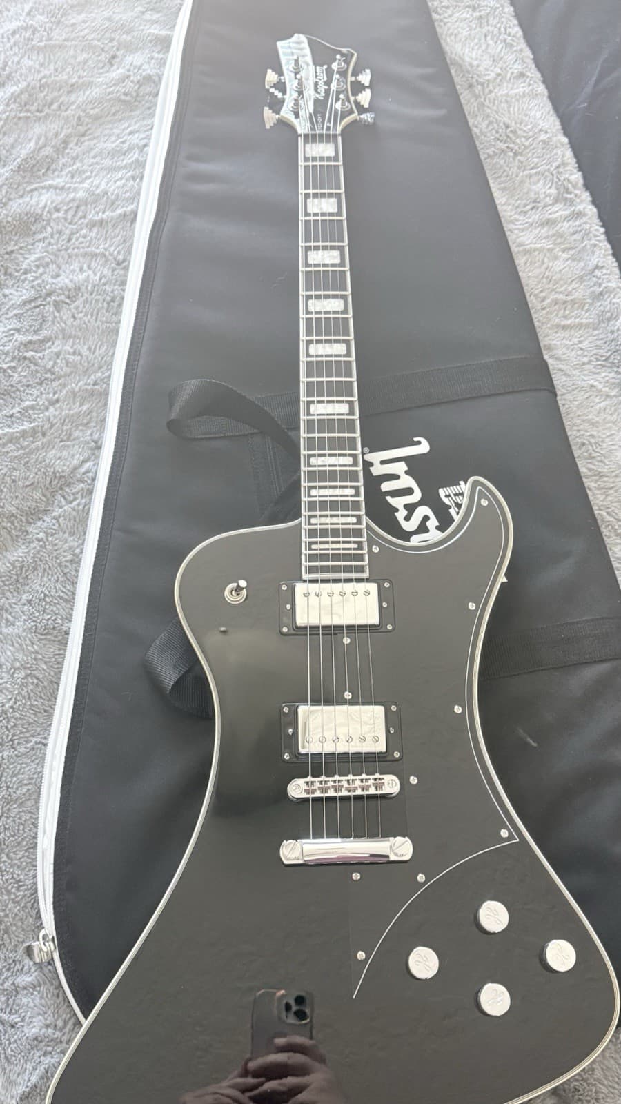 GHOST Hagstrom Fantomen Black Electric Guitar with Soft Case Excellent Condition