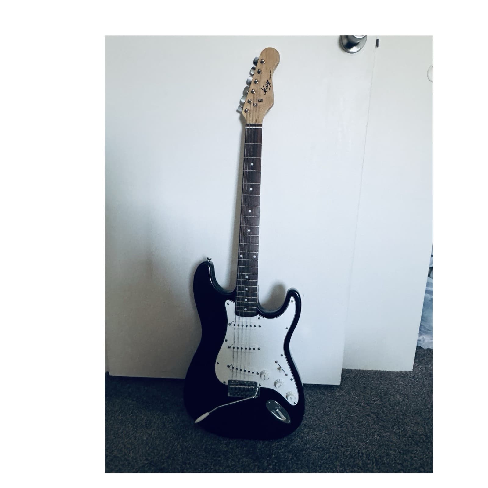 Kay Vintage Series Electric Guitar Black Solid Body 6 String Right-Handed