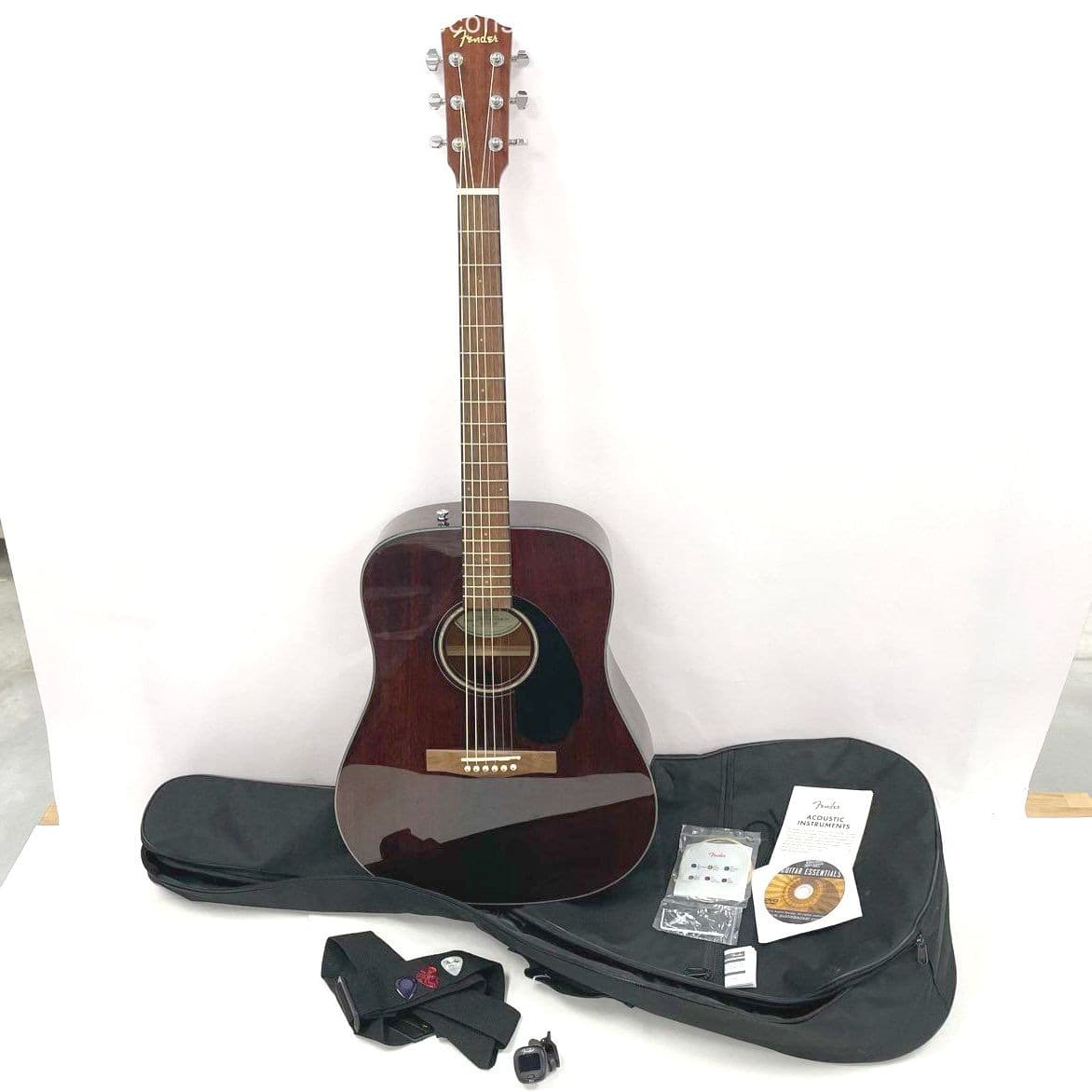 Fender CD-60S All-Mahogany Dreadnaught Acoustic Guitar, Gig Bag