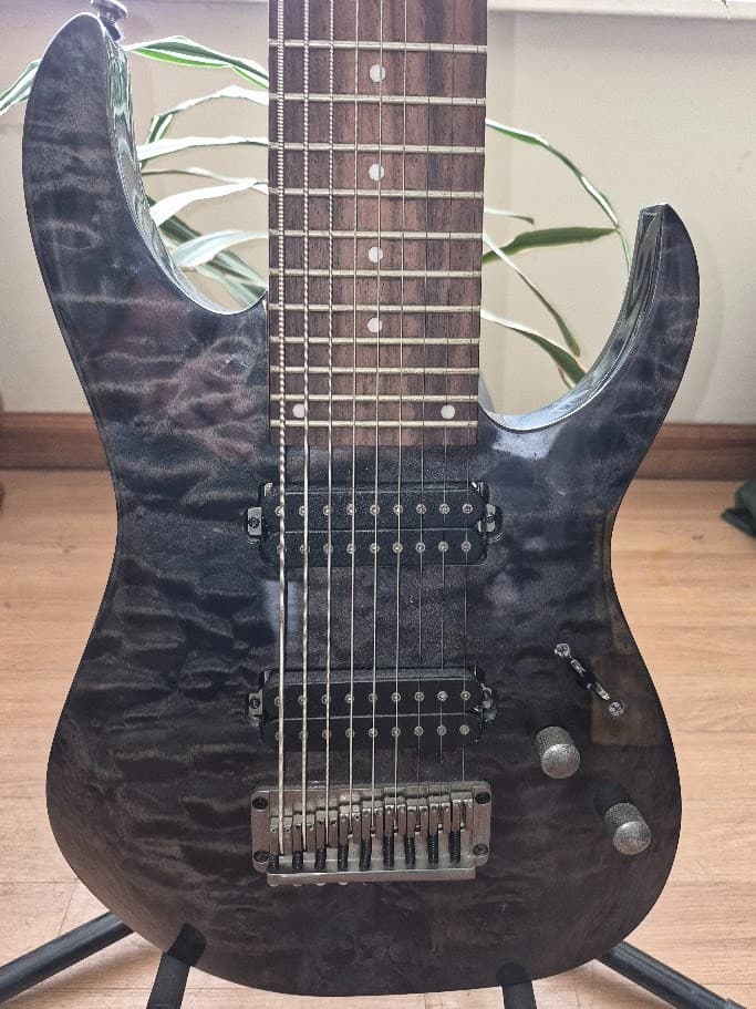 Ibanez RG9PB 9-string Electric Guitar - Transparent Gray Flat