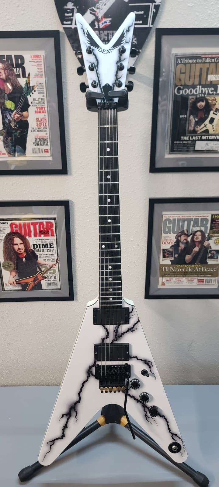 Dean V USA Floyd Rose Dime White Bolt Cust Guitar Skin! EMG X Pickups USA Dean