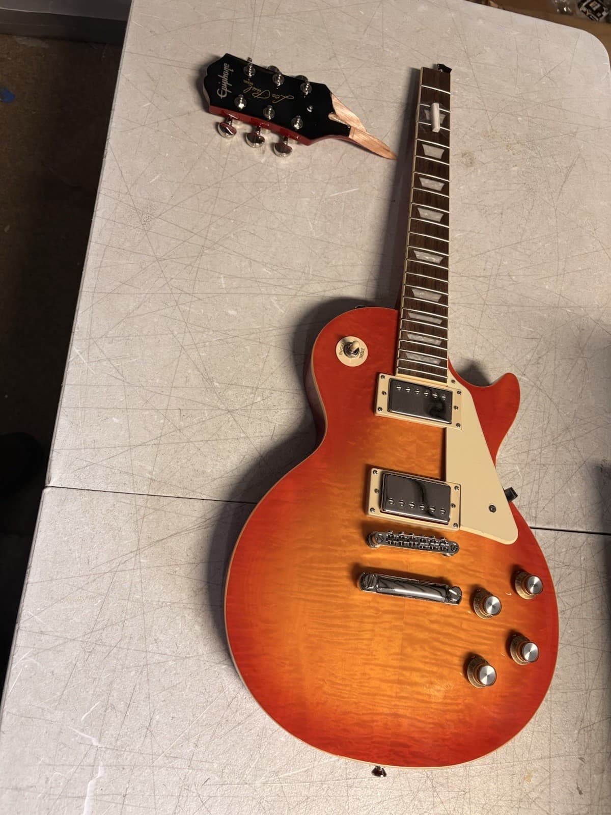 Epiphone Les Paul Standard '60s Quilt Top Electric Guitar, headstock broken off