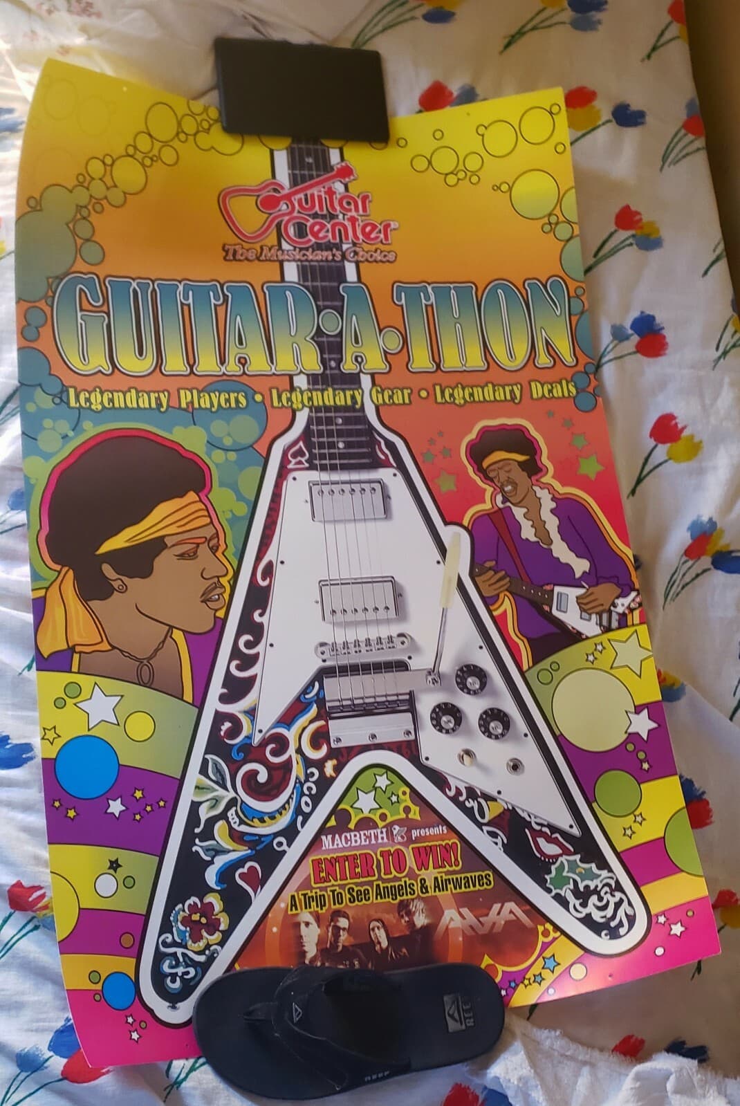 RARE Gibson Psychedelic Jimi Hendrix Love Drops Flying V Guitar Center POSTER