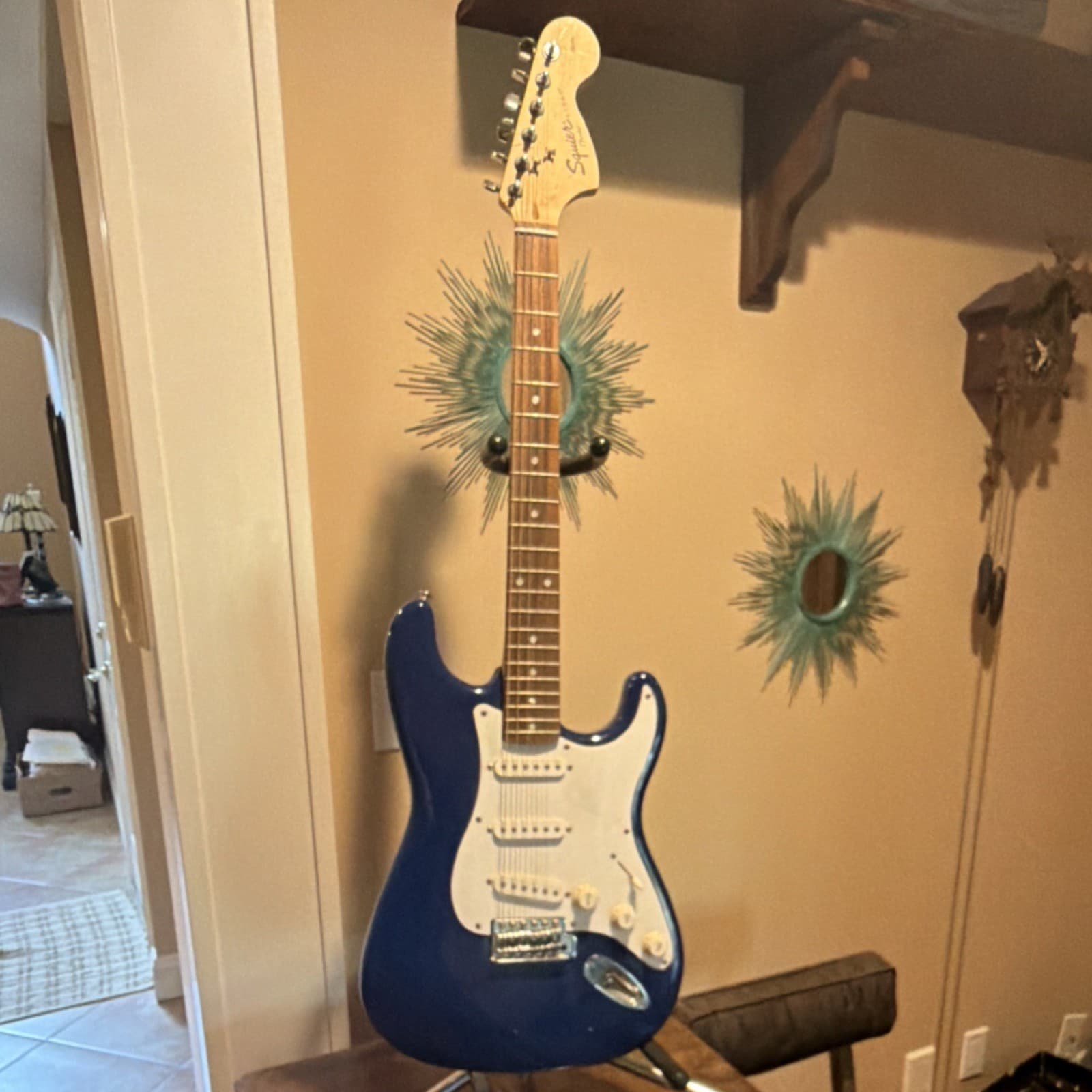 Squier Strat Electric Guitar Blue Solid Body 6 String Right-Handed