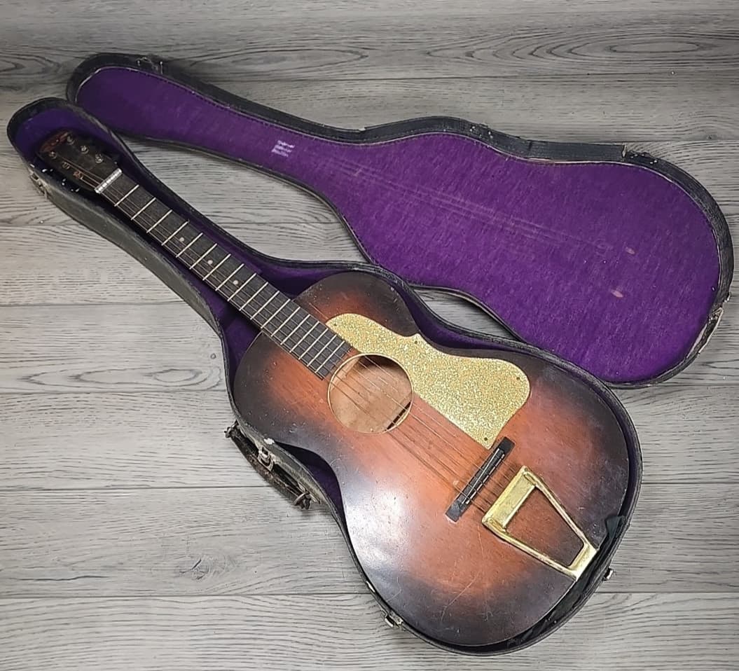 1930s Regal First National Institute of Allied Arts Parlor Guitar Gold Guard