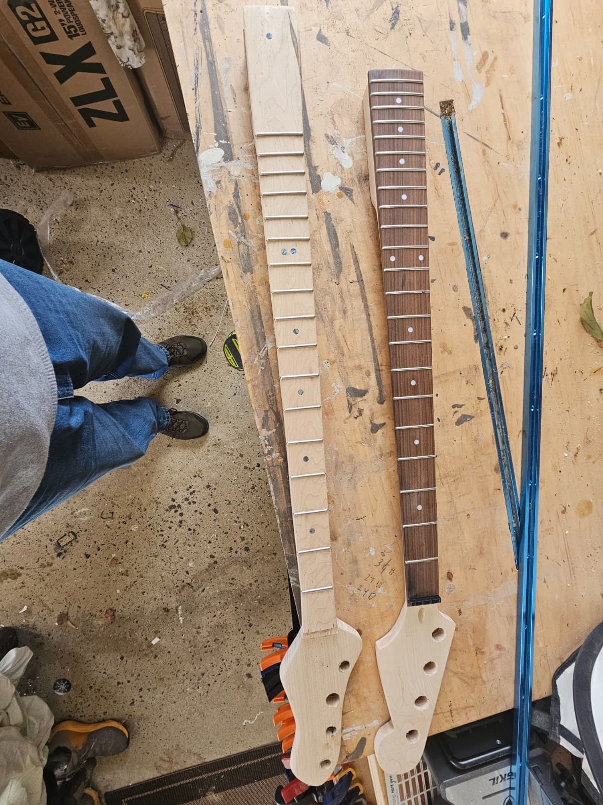 Jazz Bass Guitar Necks (2) 1 Homemade 1 Purchased