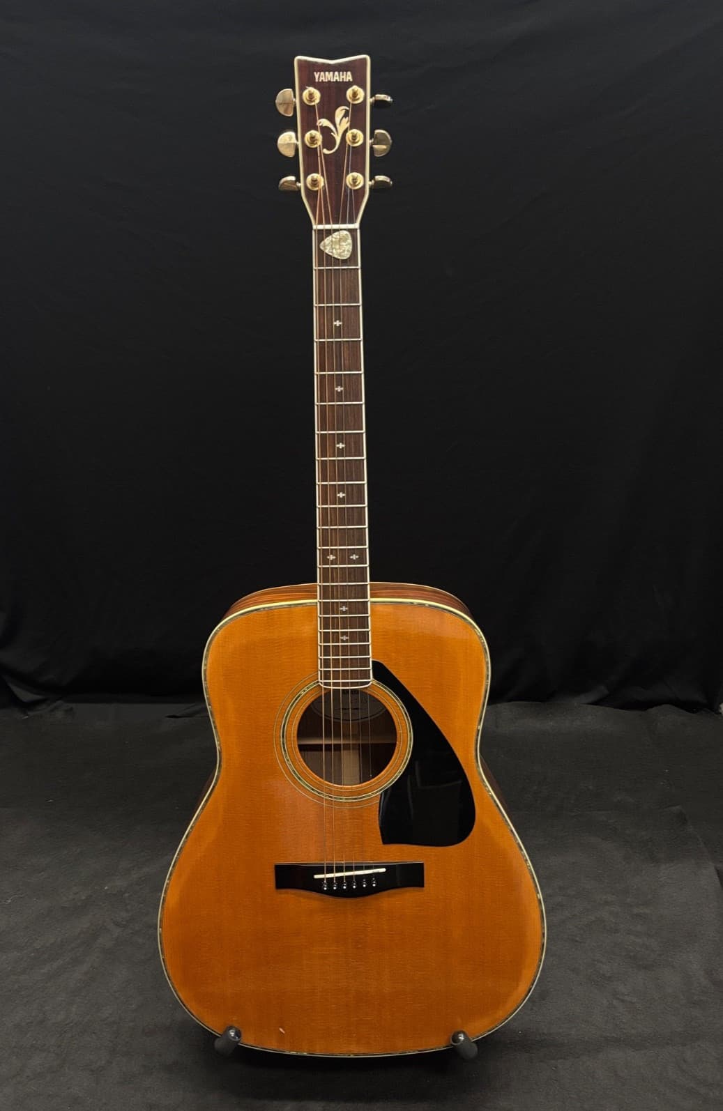 YAMAHA ACOUSTIC GUITAR FG-470S WITH HARD CASE, GUITAR STAND AND MUSIC STAND