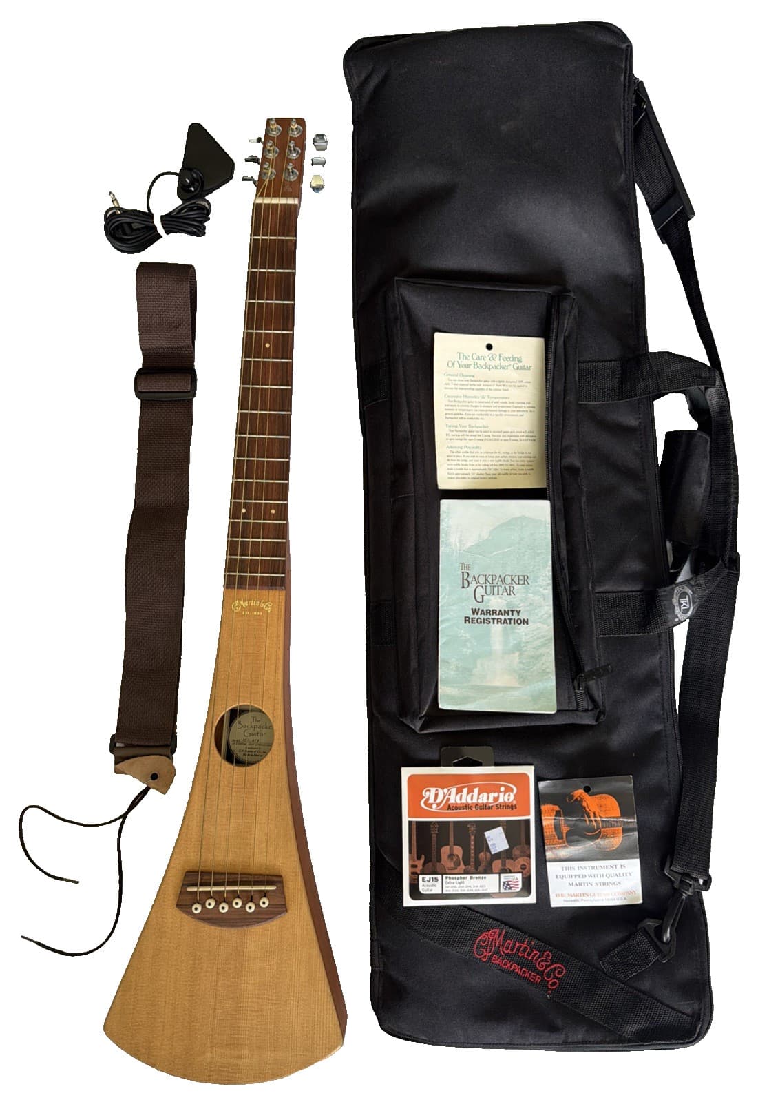 Martin Backpacker Steel String Acoustic Guitar w/ Gig Bag Strap Tuner Extras
