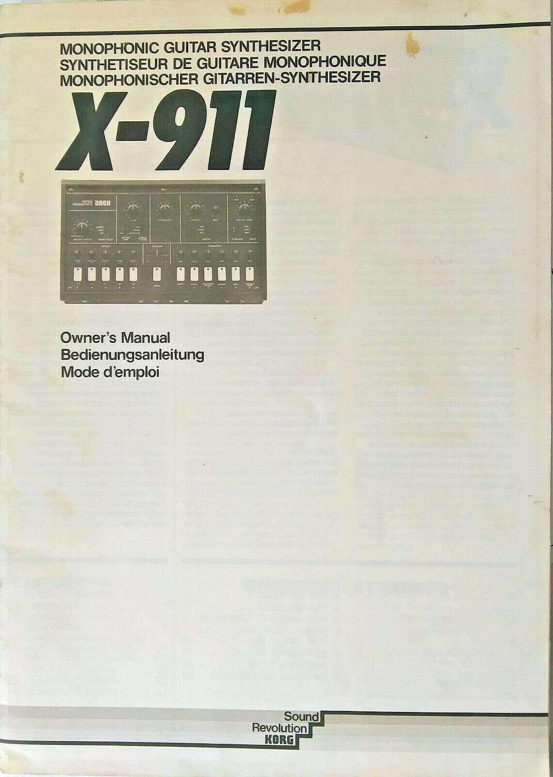 Korg X-911 Guitar Synthesizer Original Owner's Manual Booklet (Manual Only).
